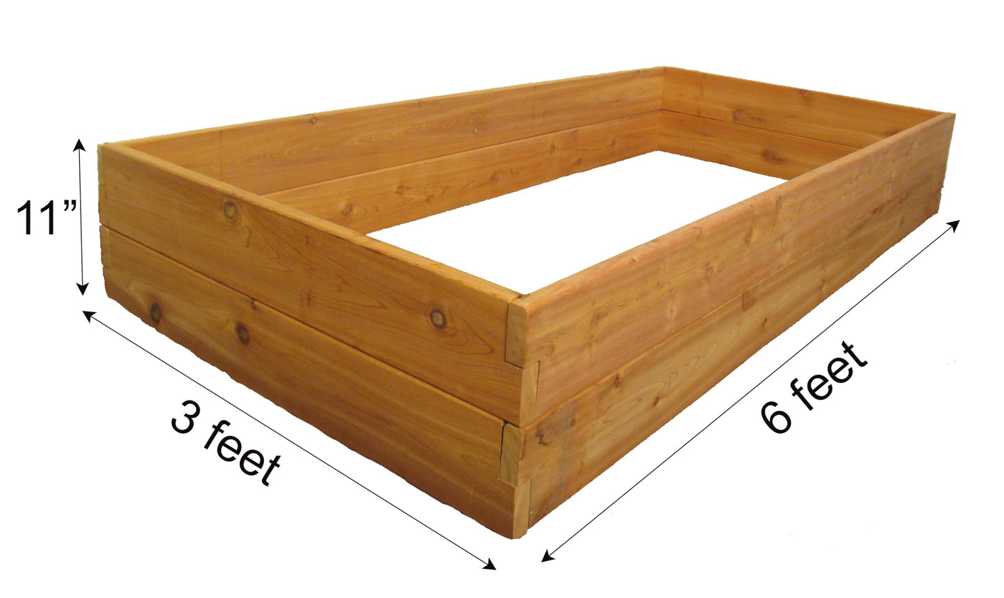 Infinite Cedar Premium Cedar Raised Garden Bed - 3' x 6' x 11" - Handcrafted in Maine from North American Western Red Cedar Wood