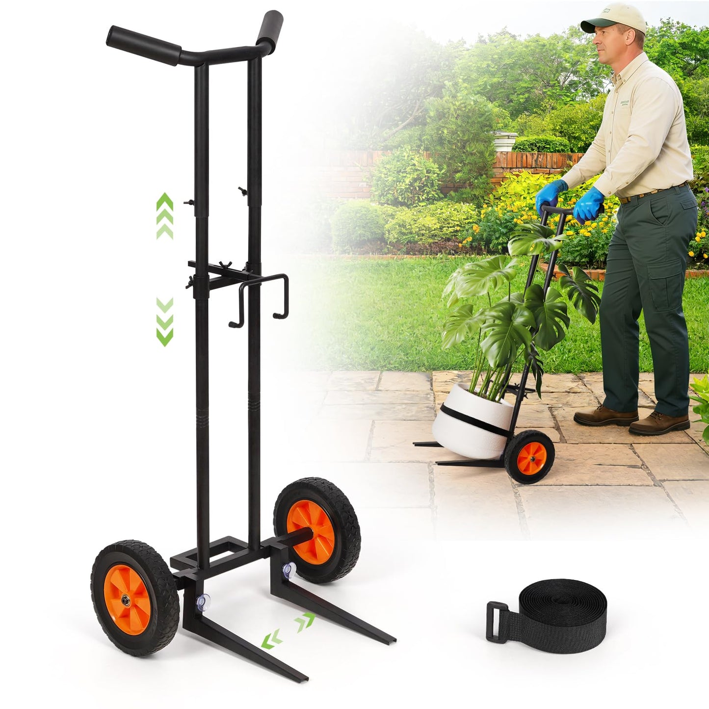 Cathyeen Plant Caddy with Wheels, 3.6FT Heavy Duty Plant Dolly with Adjustable Gripping Arms and Base, Rolling Plant Mover Cart Planter Caddies with Strap for Indoor or Outdoor Garden Plants, Pots