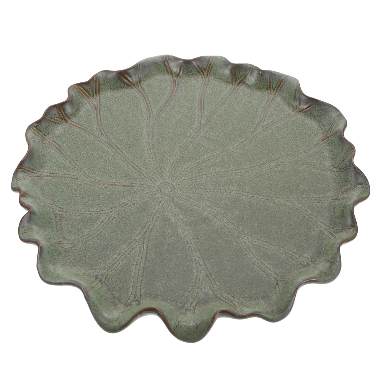 Yardwe Lotus Leaf Ceramic Plant Saucer Tray 9.44 Inch Bonsai Pot Base for Indoor Outdoor Succulent Planters Balcony Garden Protection