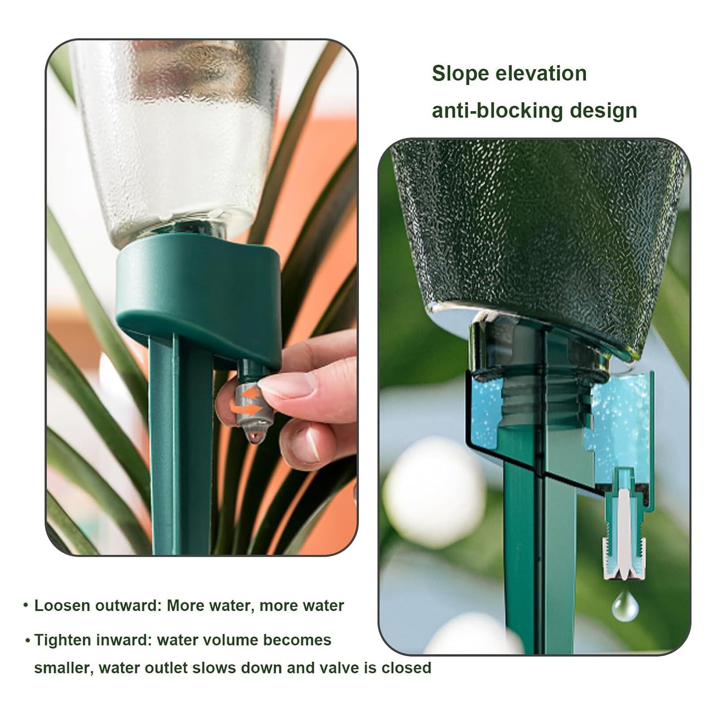 2 Pcs Self Watering Planter Insert,Plant Watering Spikes Irrigation Drippers for Plants,Self Watering Stakes, Automatic Vacation Plant Waterer 17oz Plant Watering Device for Indoor Outdoor Plants