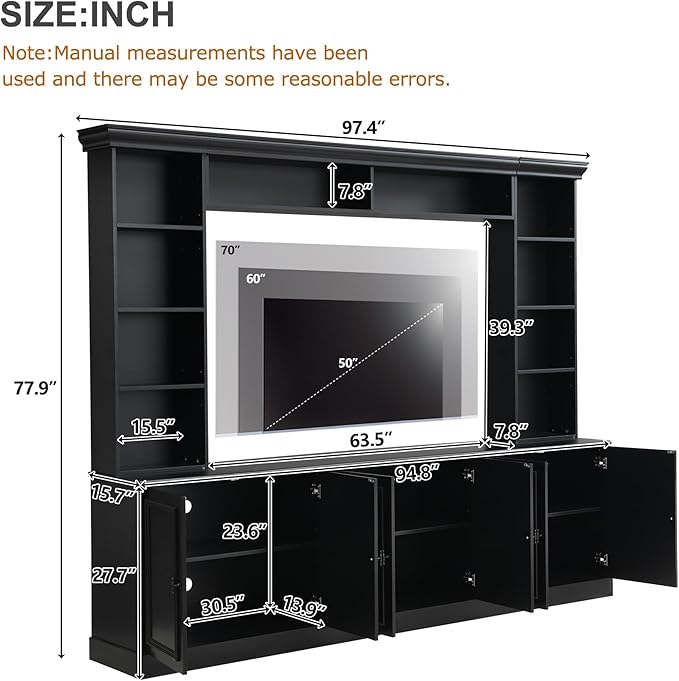 Merax 97.4" W Wall Unit Entertainment Center, TV Stand
