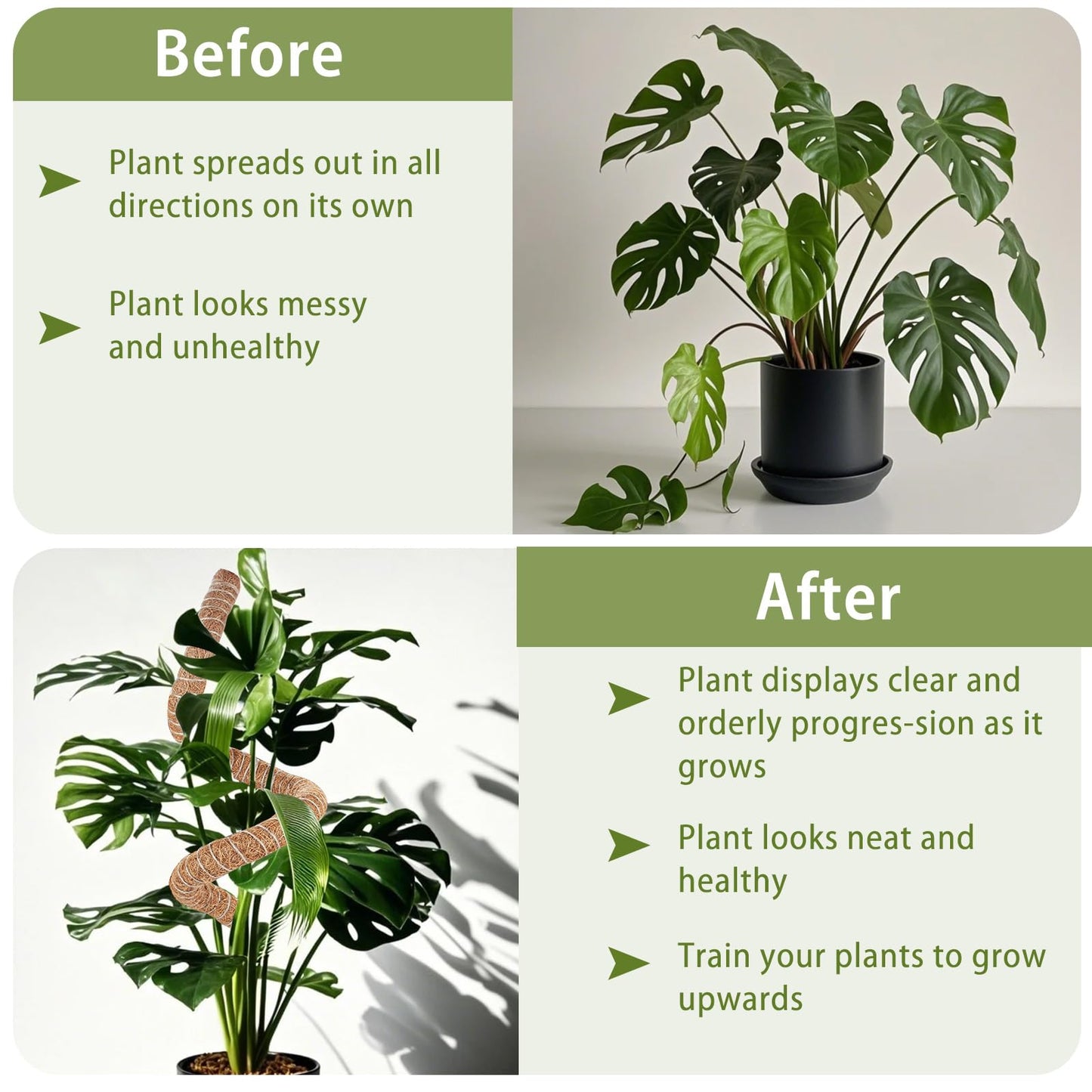 3 Pack Moss Pole, 48 Inch Monstera Plant Support, Moss Poles for Climbing Indoor Plants, Bendable Coco Coir Plant Support Stakes for Potted Plants, Pothos, Philodendron