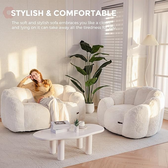 MAXYOYO Bean Bag Chair for Adults, Floral Shaped Bean Bag Sofa, Ultra Soft Faux