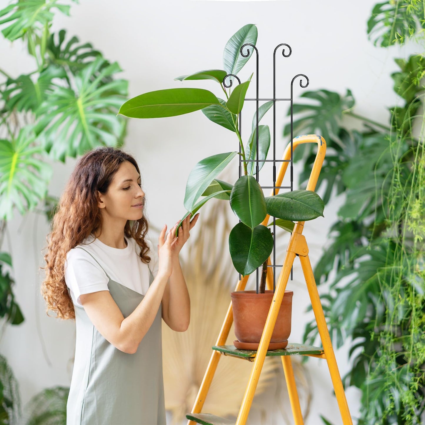 Coomin 32.6in Monstera Plant Support Stakes for Outdoor Plants, Garden Trellis for Climbing Plants, Metal Stakes for Potted Plants Pothos Plant Climber Support, 2P