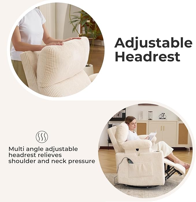 Oversized Power Recliner Chair Swivel Glider