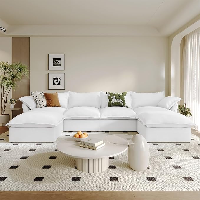 Waterproof Cloud Couch, 6 Seat U Shape Stain Resistant Modular Sectional Sofa