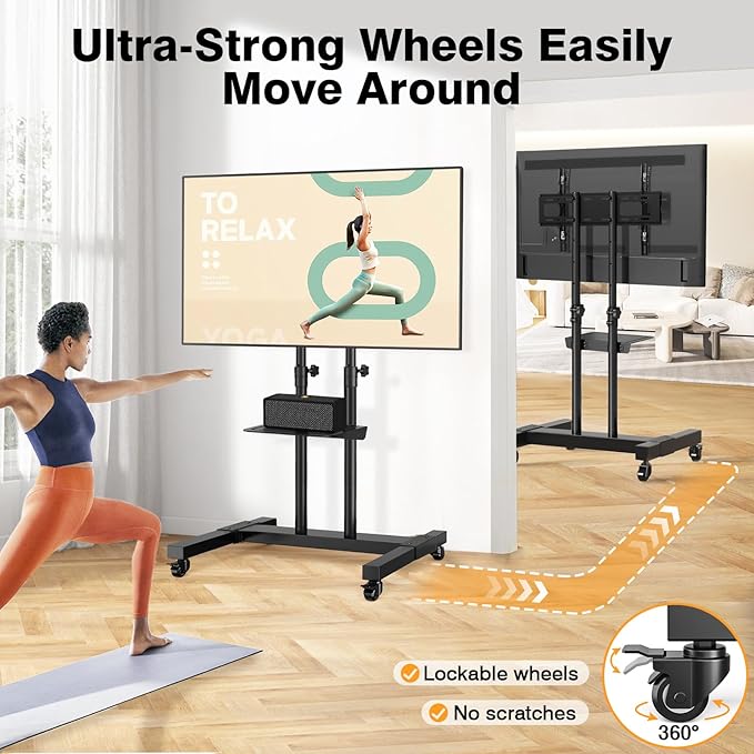 TAVR Furniture Mobile TV Stand Rolling TV Cart Floor Stand