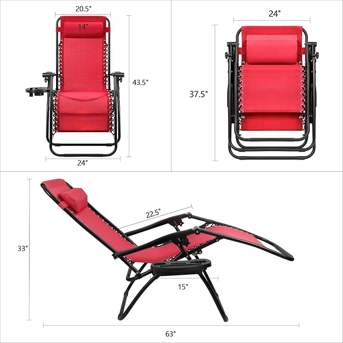 Devoko Patio Zero Gravity Chair Outdoor Folding Adjustable Reclining Chairs