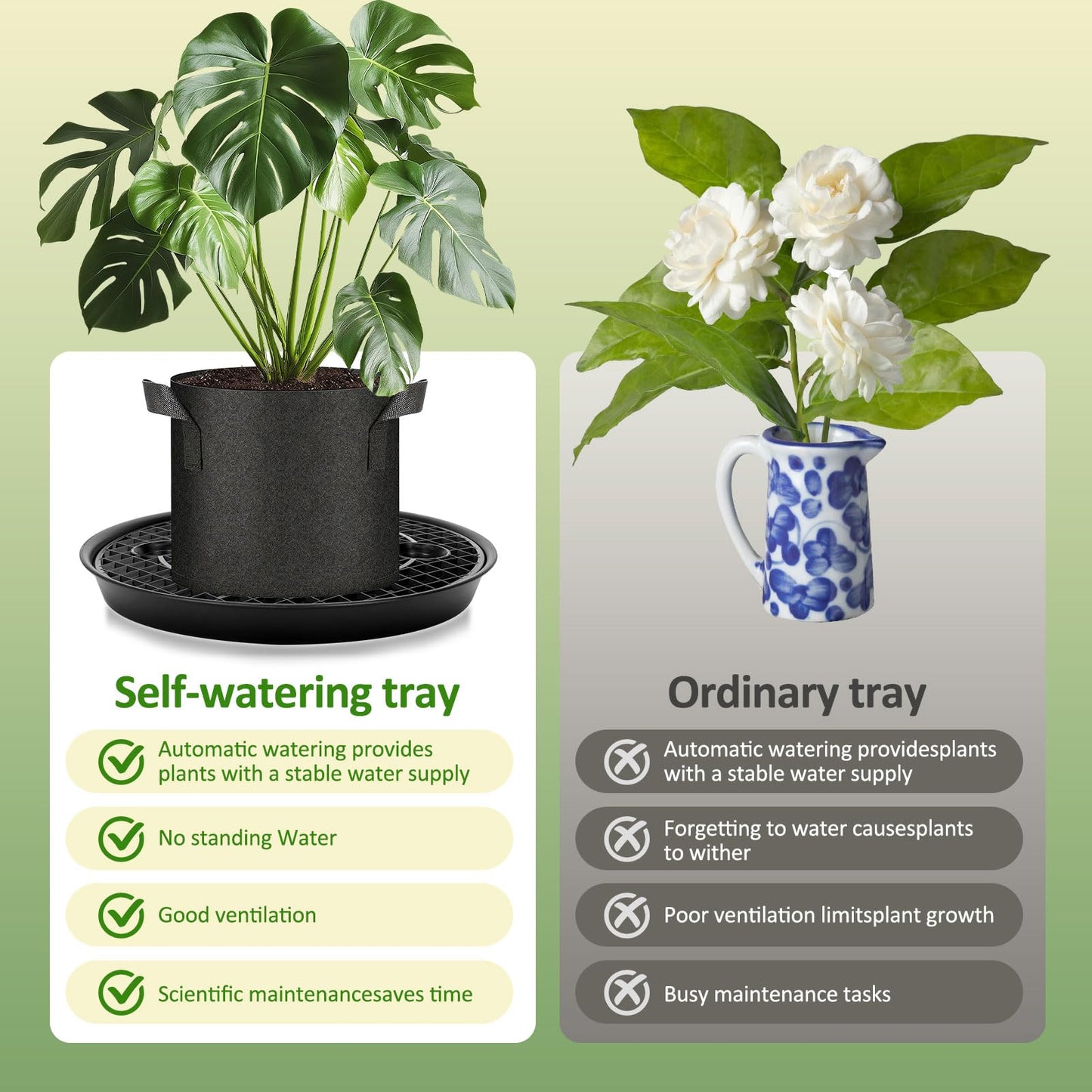 COZYDIG 4 Pack Self-Watering Base for Fabric Pot,Auto-Irrigation Water Delivery System,14Inch Plastic Plant Saucer Stand for for Indoor-Outdoo and Grow Tents Greenhouses