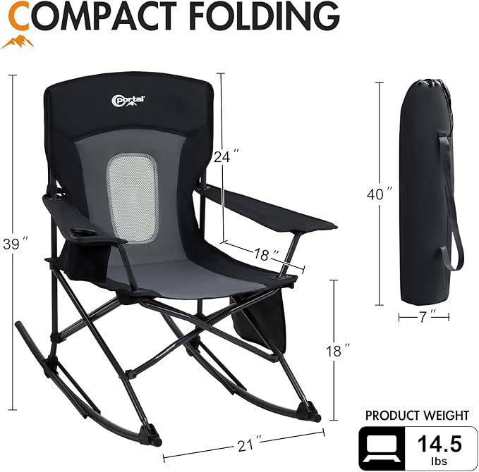 Portal Outdoor Rocking Chair Camping Folding Portable Rocker