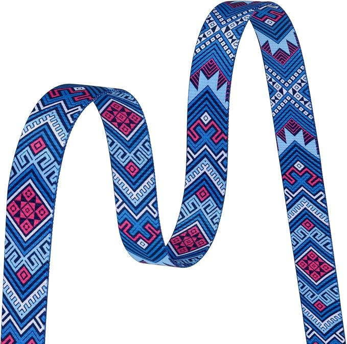 MarukoPet Dog Collar and Leash Set, Adjustable for Small Medium Large Dogs Puppy, Cute Design with Bohemia Floral Tribal Geometric Patterns Boys Girls Dog Collar(Blue Ethnic Style Set,S)