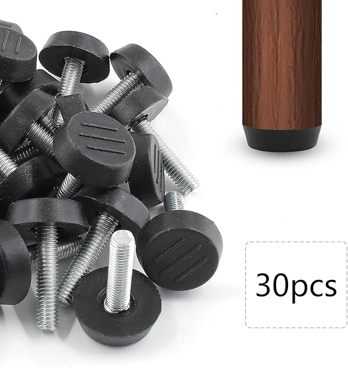 Zorfeter 30 Pcs Screw in Threaded Furniture Adjustable Levelers, M6 Leveling