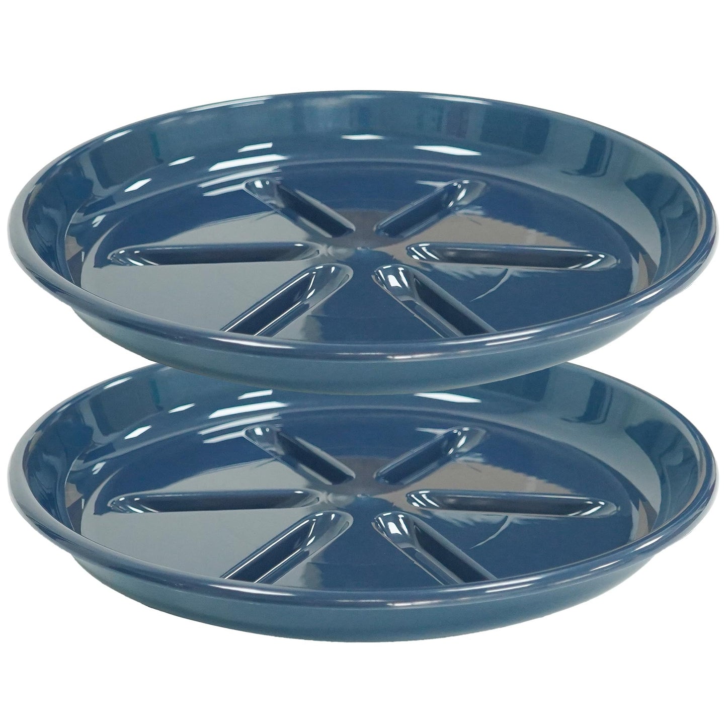 OVZILKI 2 Pack of Plant Saucer 10 inch, Large Heavy Duty Plastic Saucers Round, Plant Drip Trays for Indoors Outdoor, Plant Water Tray for Planters, Blue