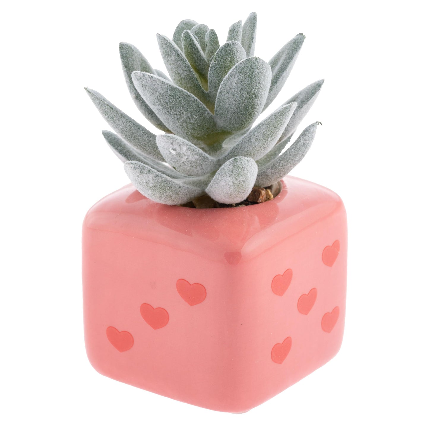 Karma, Shaped Succulent Pot, Artificial Succulents in Ceramic Pot, Faux Mini Succulent Plant, Desk Decor, Office Plants, Succulent Décor Faux Succulent Plants Potted - Heart Dice