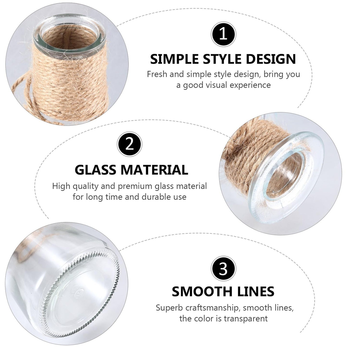 BESPORTBLE 5pcs Glass Flower Vase Set with Jute Rope, Plant Arrangement Container, Decorative Plant Terrarium, Shapes for Home Décor and Floral Display