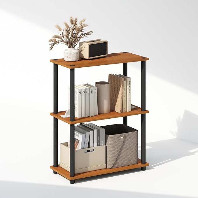Furinno Turn-N-Tube Book Shelf, 3-Tier Bookshelf, Bookcase