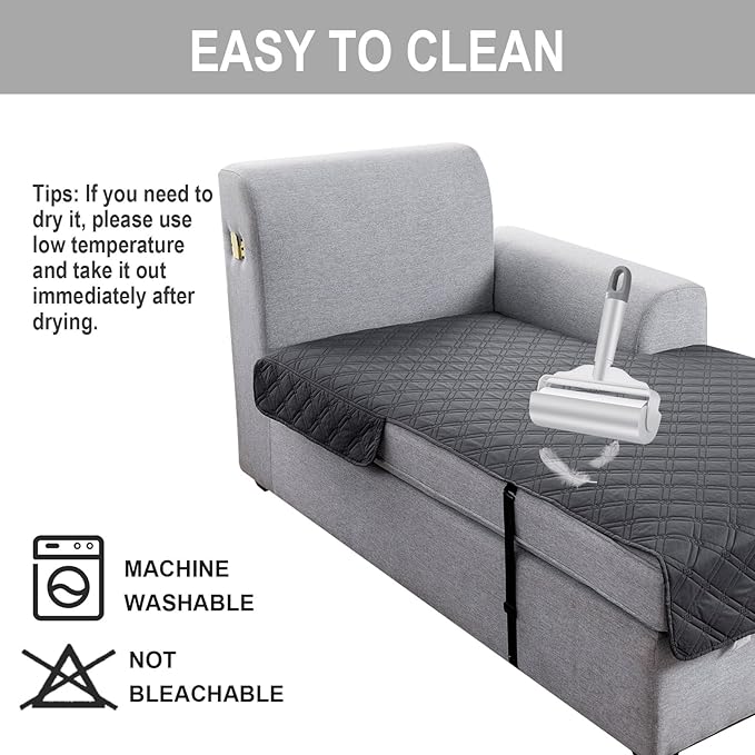 Genina L Shape Couch Cover, Sectional Couch Chaise Covers, Waterproof Washable