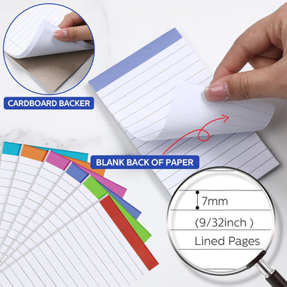 Colarr 24 Pack Legal Pads 3 x 5 Inches Lined Notepads 50 Sheets Wide Ruled Writing Pads for School College Office Business