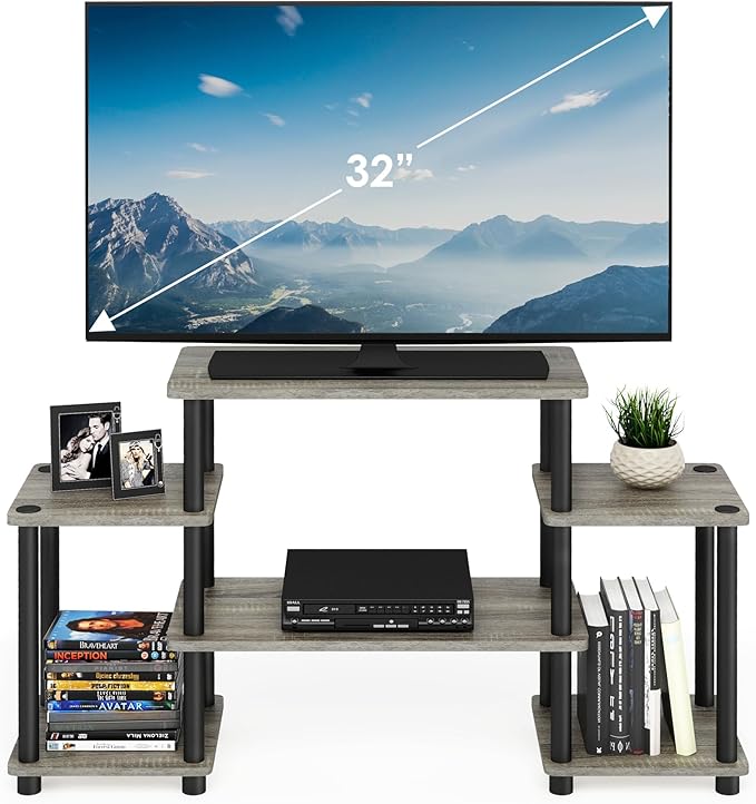 Furinno Turn-N-Tube No Tools Entertainment Center, Round Square Corner