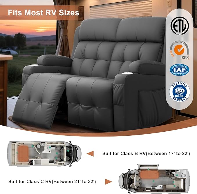 RV Loveseat Recliner Sofa, Wall Hugger Recliners
