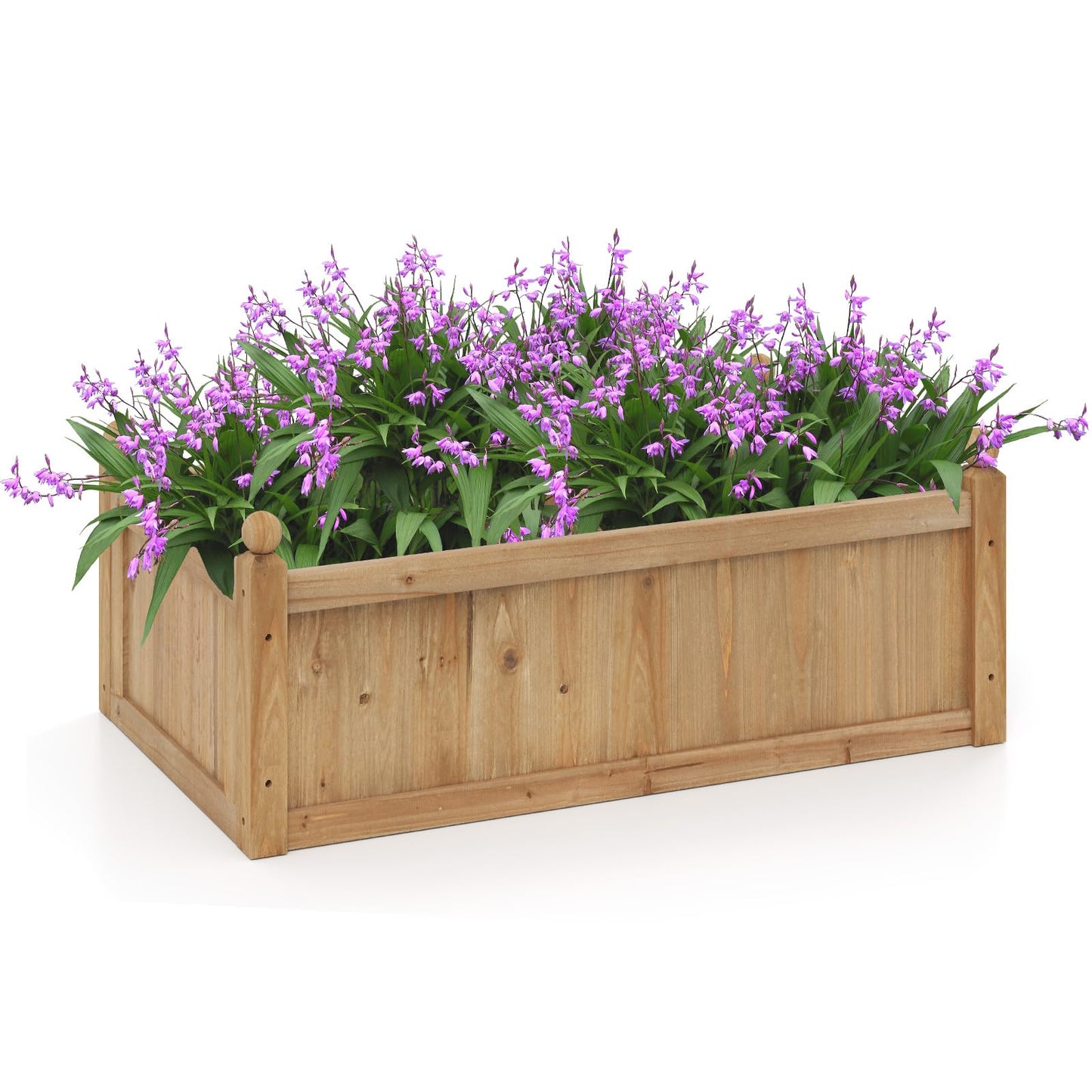 HAPPYGRILL Wood Raised Garden Bed, 46” x 24” x 16” Rectangular Flower Box w/Drainage Holes for Growing Vegetables, Flowers, Herbs, Outdoor Planter Box for Backyard Garden Lawn