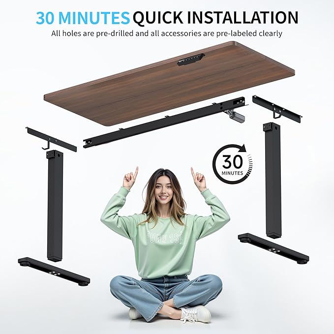 BIZUM Electric Standing Desk, 55x24 inches Height Adjustable Desk, Sit to Stand