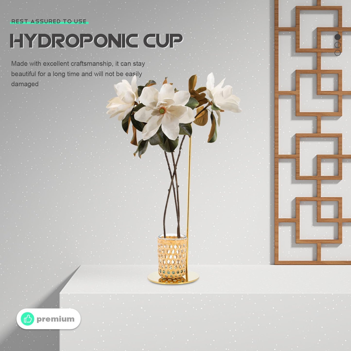 FUTUREORYY Hydroponic Vase Glass Cup with Holder Set, Small Desk Planter Terrarium for Flower Arrangement and Dried Plants, Nordic Style Home Décor, 1pcs