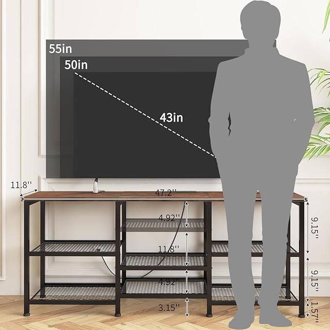 YGEOMER TV Stand for Living Room TVs Up to 55 Inches, Entertainment Center