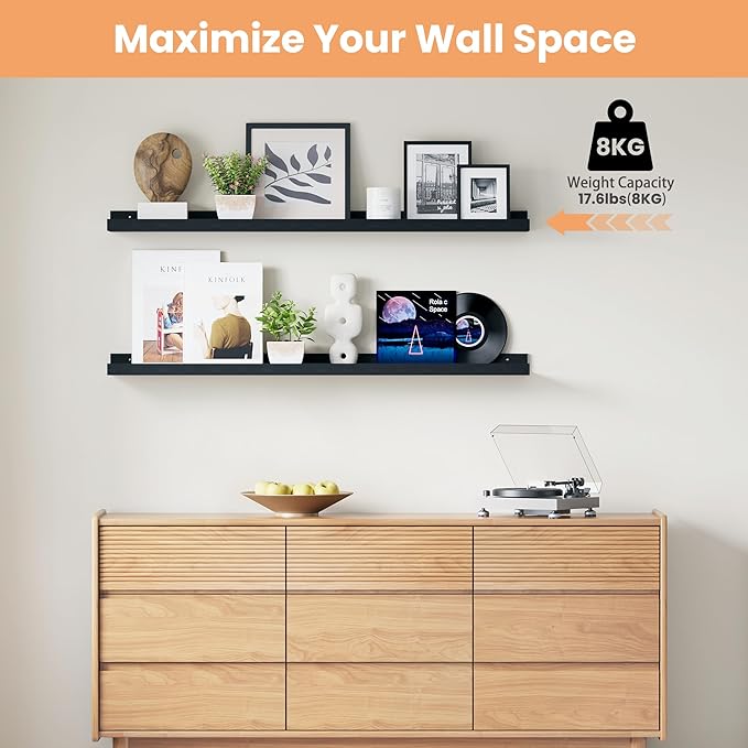 upsimples Floating Shelves for Wall, 47.3 Inch Shelves for Decor Storage Set of