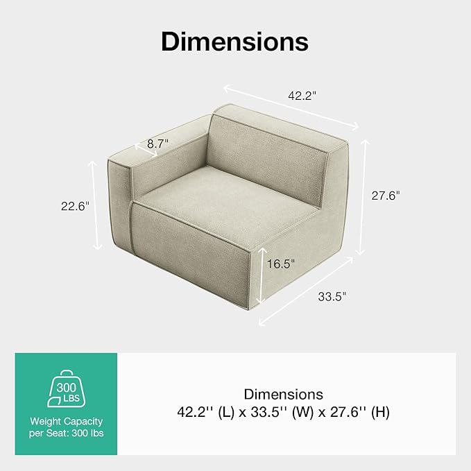 Novilla Modular Sectional Sofa, No Assembly Cloud Sectional Couch