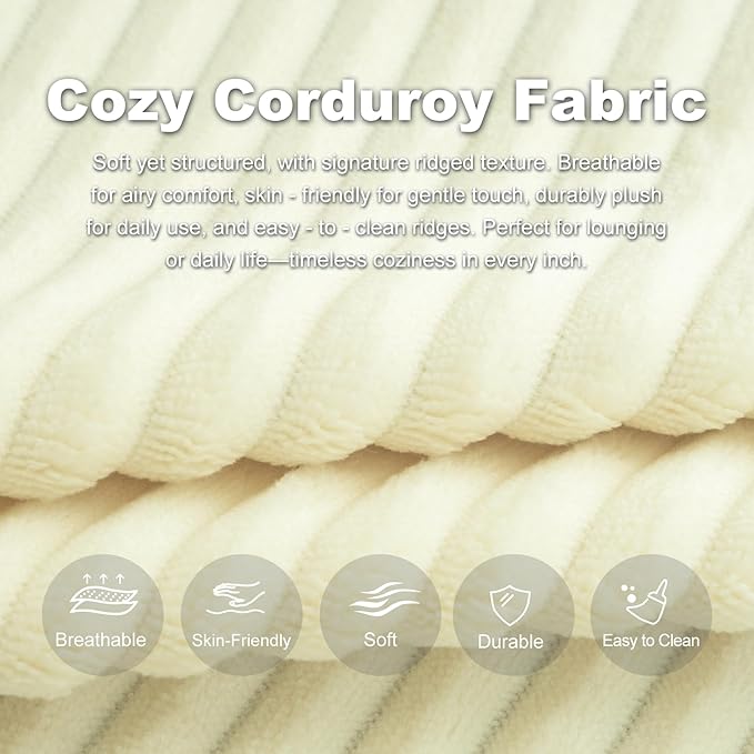 Giant Bean Bag Chair for Adults, Corduroy Chaise Lounge