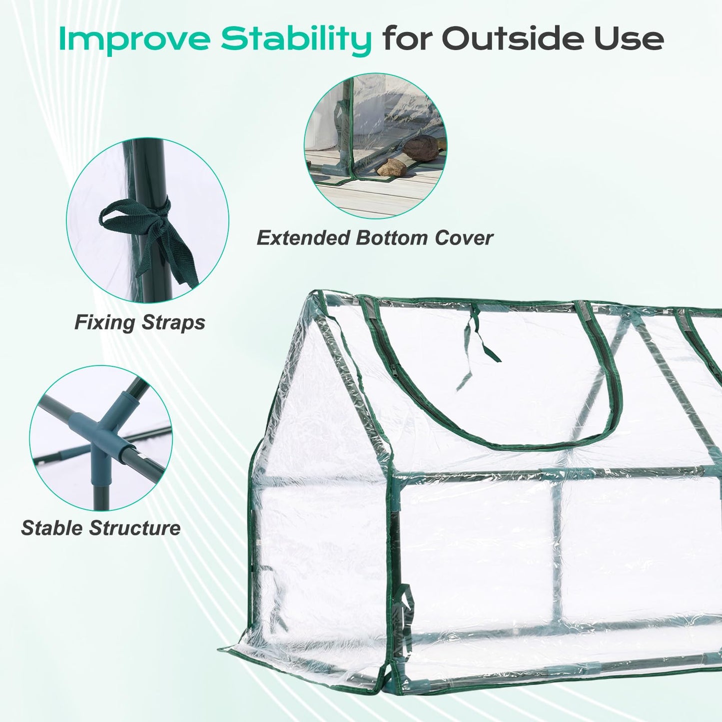 BPS 4x2x2 ft Mini Greenhouse with Transparent PVC Cover UV-Protected Roll-Up Zipper Windows, Ideal for Indoor or Outdoor Use on Raised Garden Beds