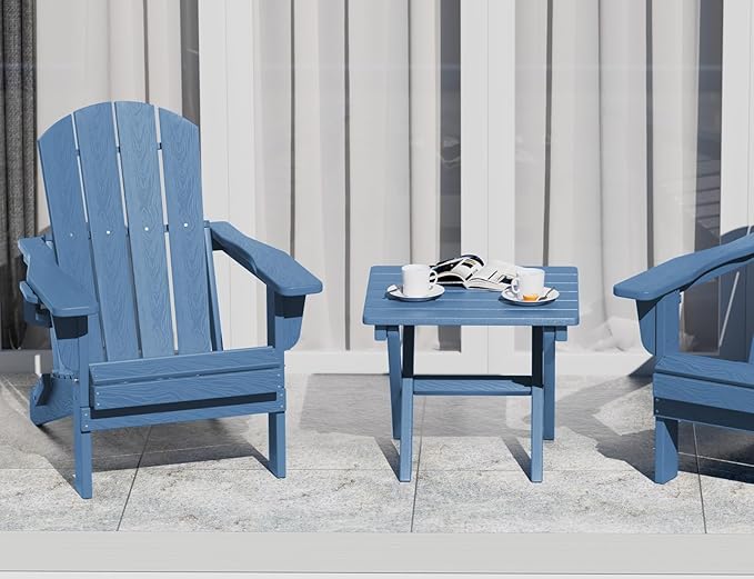 SERWALL Folding Outdoor Side Table Set of 2, Portable Adirondack Side Table
