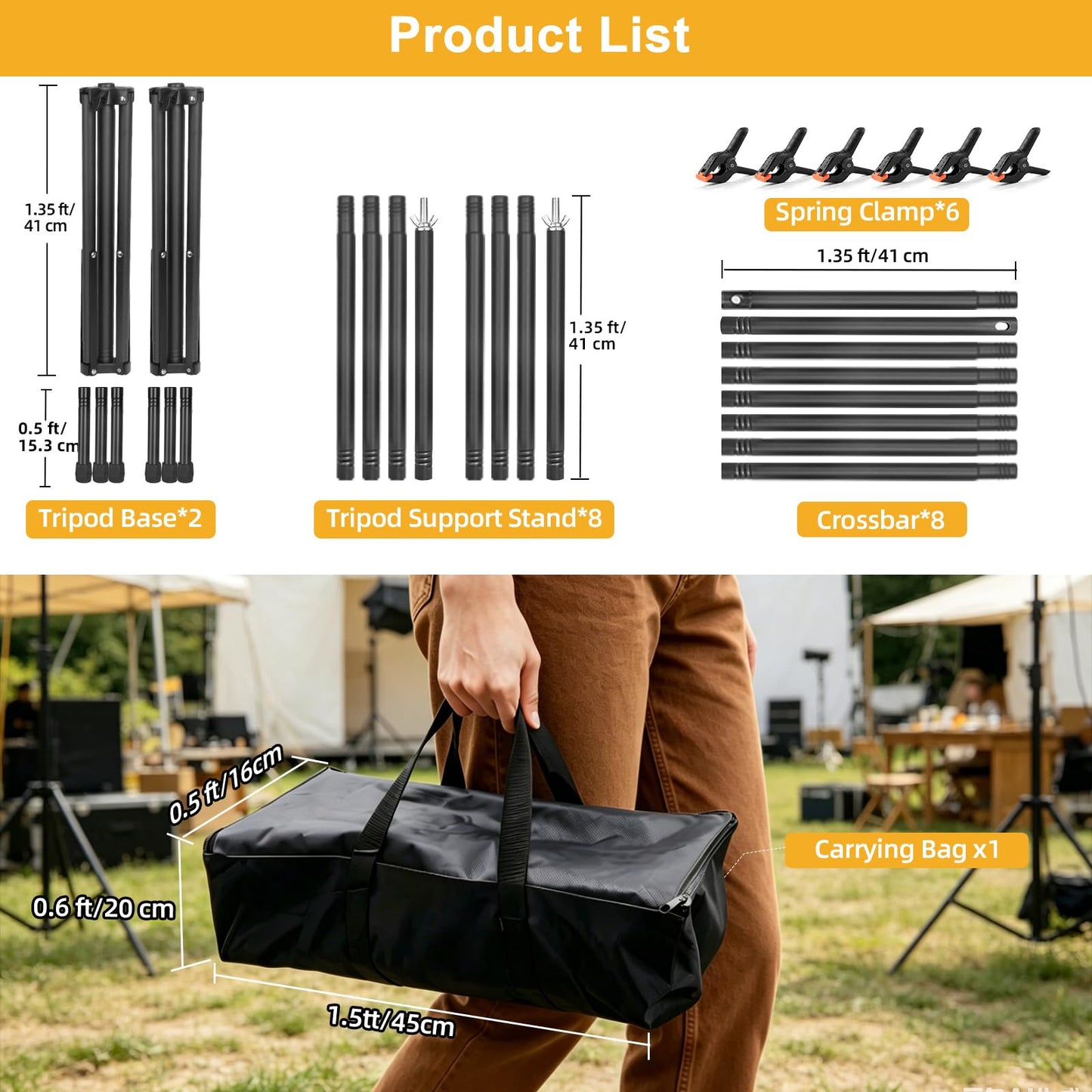 Backdrop Stand 10x7ft(WxH)- 7 Widths Photo Studio Adjustable Background Stand Support kit with Clamps,Carrying Bag for Party, Photo Booth, Banner, Events Decoration, Wedding, Photography