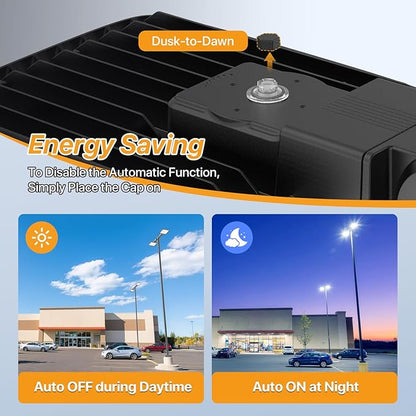 150W Led Parking Lot Lights with Dusk to Dawn Photocell 120V Slip Fitter Pole Mount Lights 5000K Outdoor IP65 Waterproof Commercial Street Area Lighting for Parking Lot, Barn, Church 2Pack