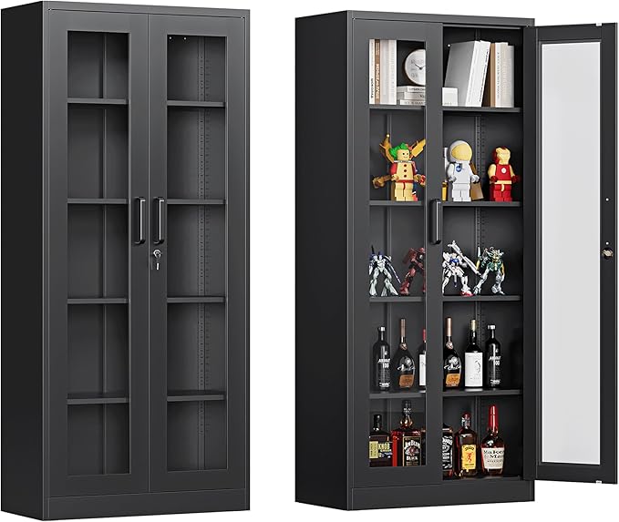 Display Cabinet with Glass Doors, Display Case Cabinet