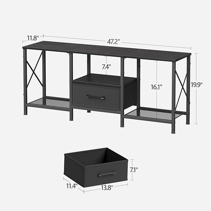 JARHETUN TV Stand with Fabric Drawer, Entertainment Center