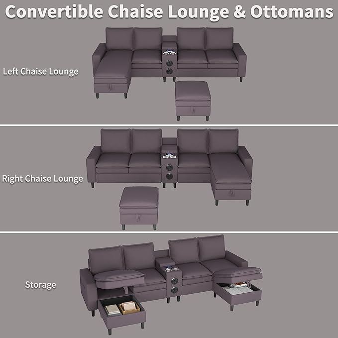 Sectional Couches for Living Room, 4 Seat Sectional Sofa