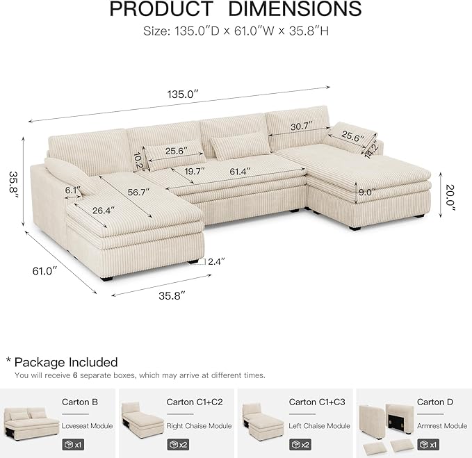 Belffin Large Modular Sectional Sofa