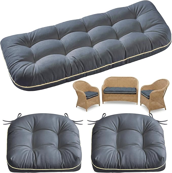 1 MIDDLE ONE Wicker Chair Cushions 3 Pieces Set