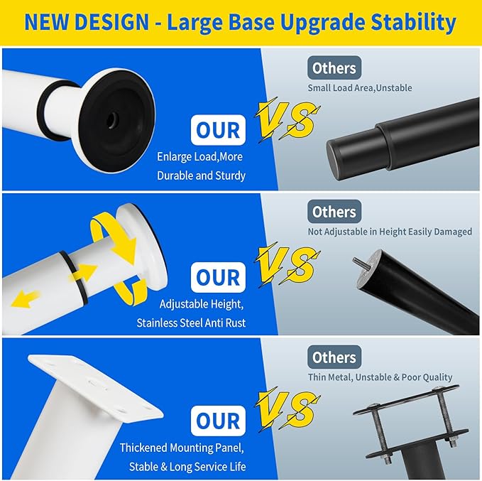 6 PCS Adjustable Furniture Couch Cabinet Legs 4.72-7.48 Inch, Heavy Duty