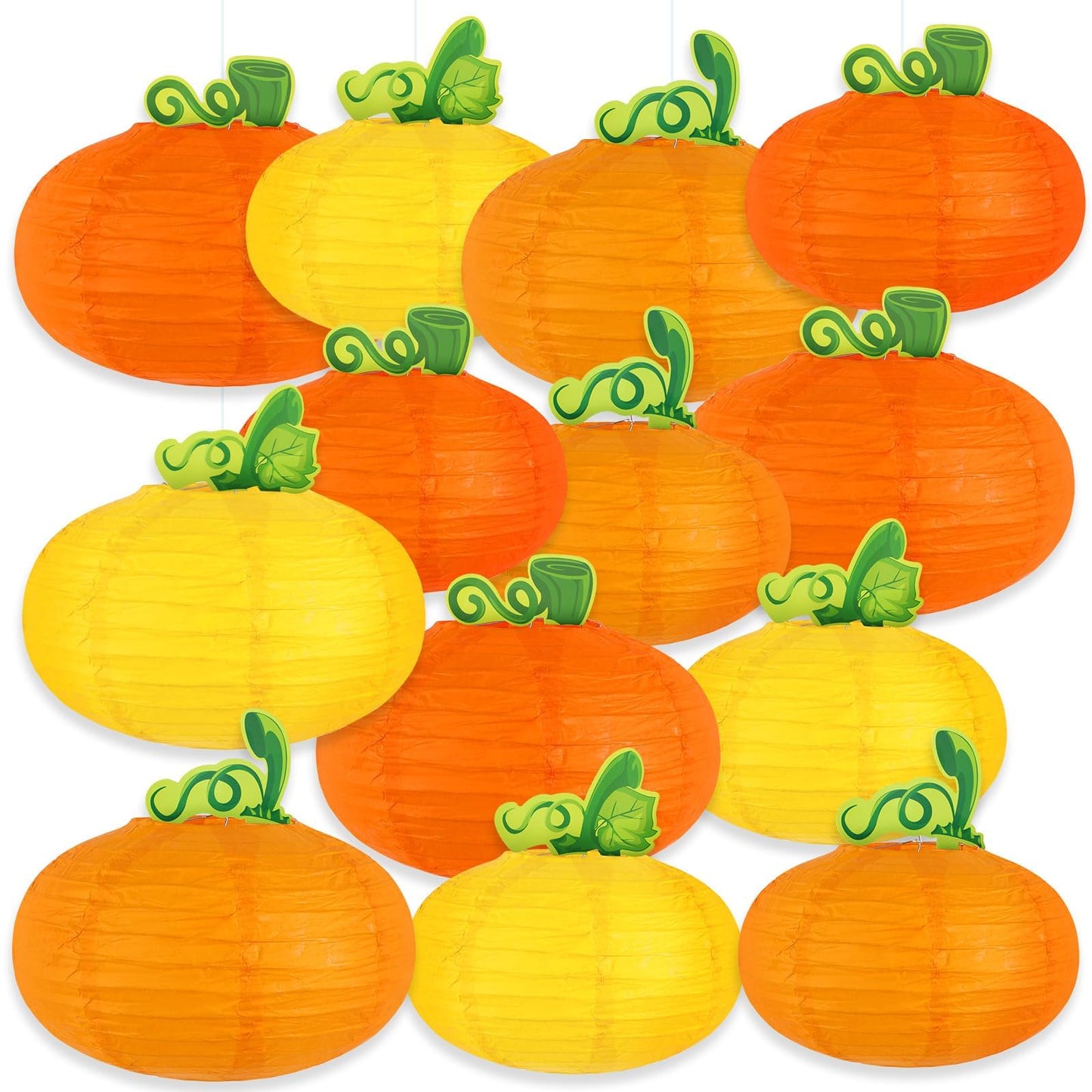 DECYOOL 12PCS Fall Thanksgiving Pumpkin Paper Lanterns 3D Pumpkin Hanging Honeycomb Centerpieces for Birthday Wedding Harvest Party Supply Decorations