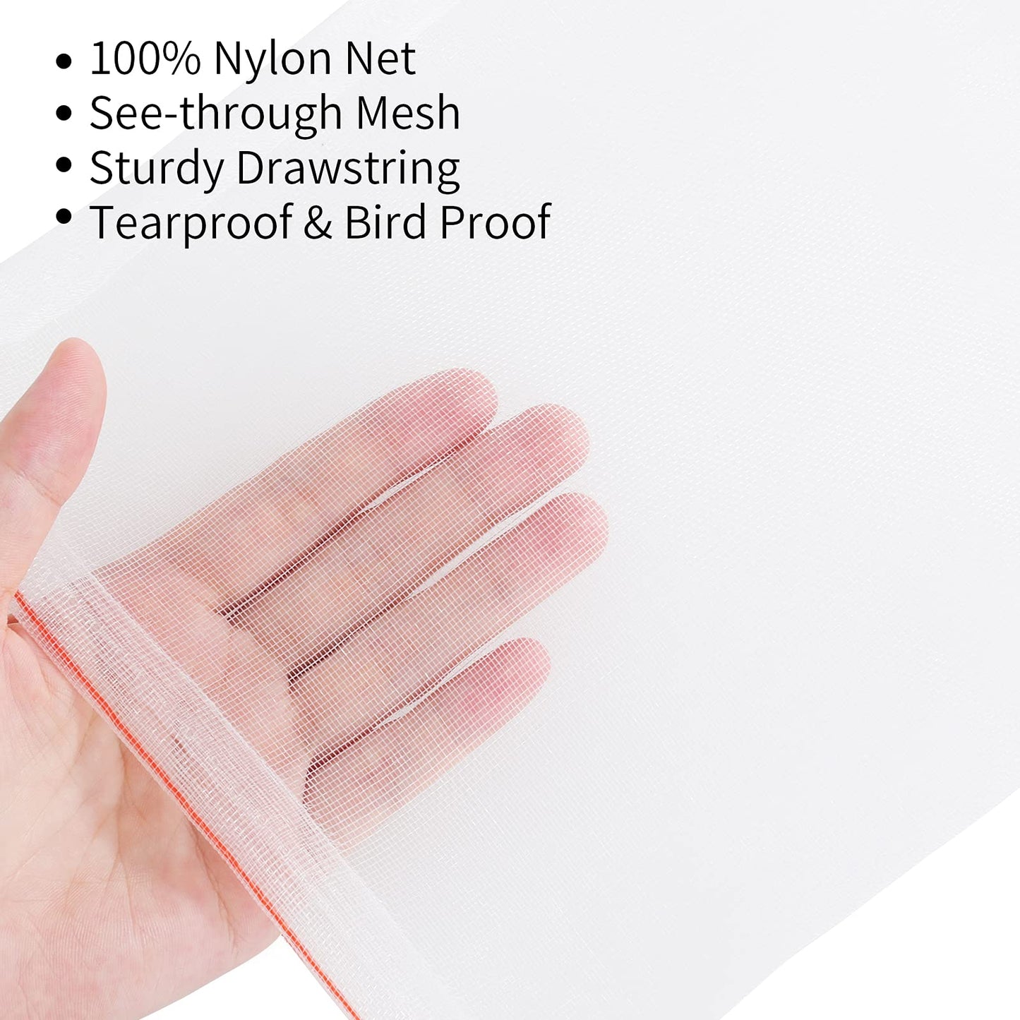 Kikhope 50 Pcs Fruit Protection Bags, 14"x10" Fruit Netting Bags, Garden Netting Bags with Drawstring, Fruit Tree Bags, Netting Barrier Bags for Protecting Fruits and Vegetables