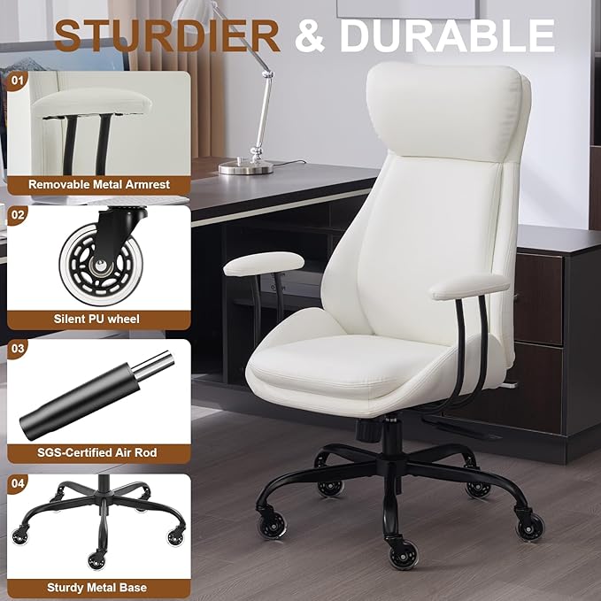 E-Motie Office Chair, Leather Desk Chair