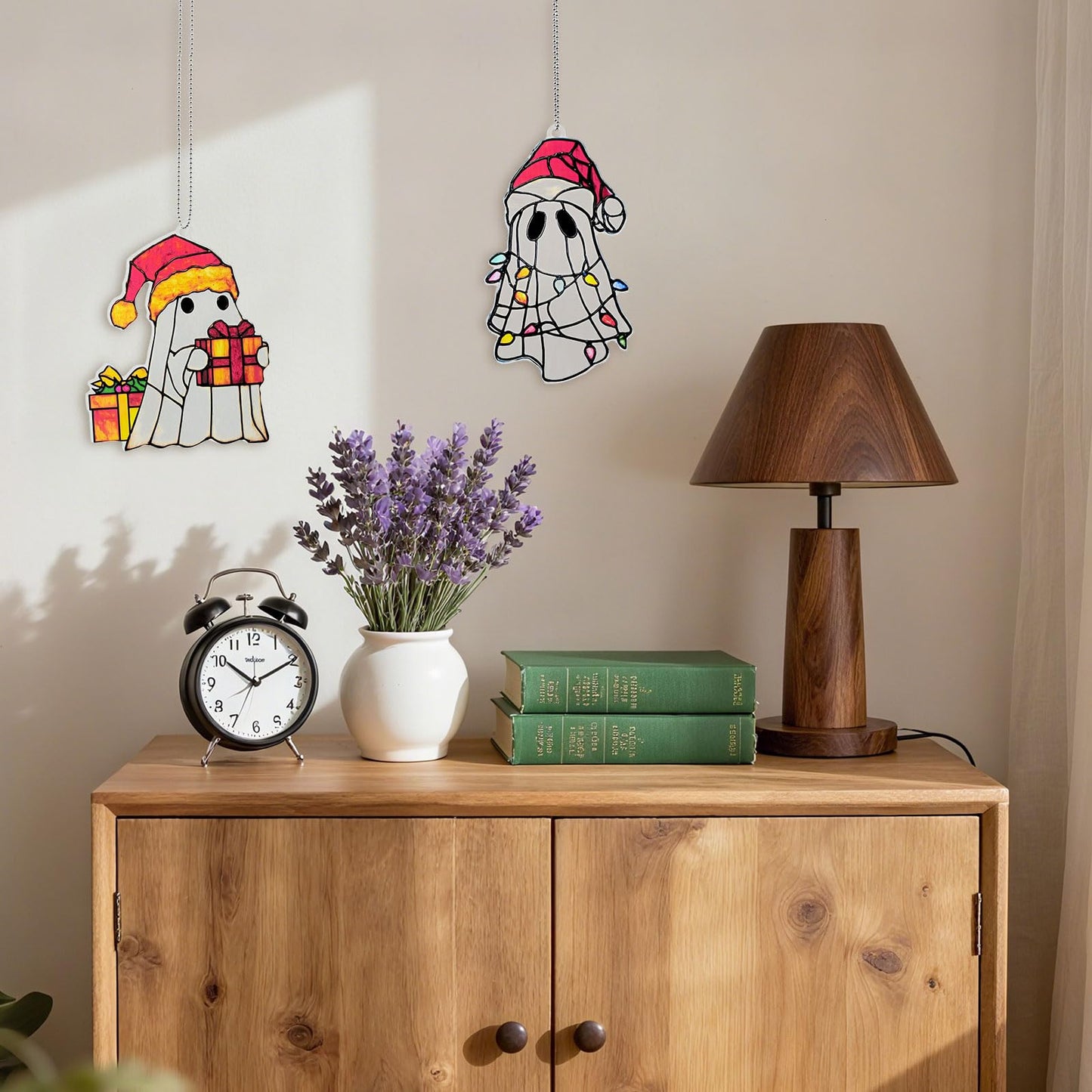 Christmas Ghost Ornament Acrylic Suncatcher Window Hanging Wall Decor for Indoor Outdoor Doors Home
