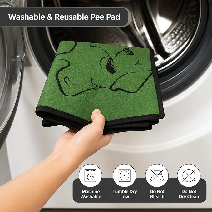 2 Pack Washable Pee Pads for Dogs 36"x36", Reusable Training Puppypads Absorbency Non-Slip & Leak-Proof for Pet Whelping Box Playpen Crate Sofa Bed Floors (Green)