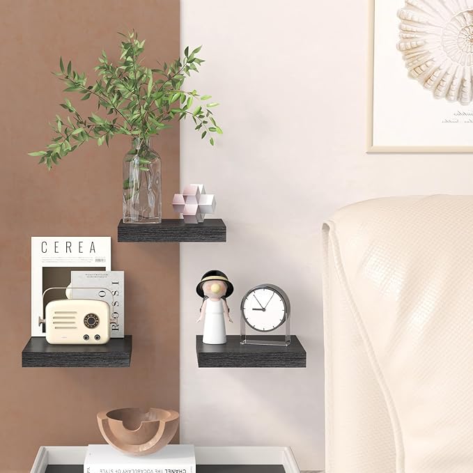 Fixwal Floating Shelves for Wall, 8 Inch Small Black Shelves Wall Mounted Shelf
