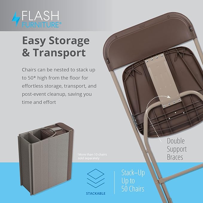 Flash Furniture Hercules Series Plastic Folding Chair Brown
