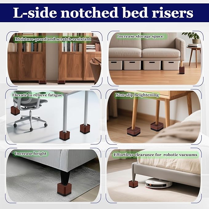 Bed Risers Heavy Duty, Adjustable Furniture Riser Blocks Lift 1.5, 4.3 inches