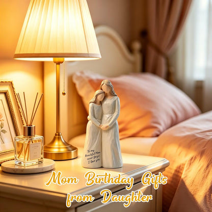 Mom Birthday Gifts from Daughter,7.48" Mother Daughter Figurine, Mother's Day, Thanksgiving,Christmas Day Gift for Mom, Birthday Gifts for Mother Women Grandma,Home Tabletop Shelf Decor,White,Resin
